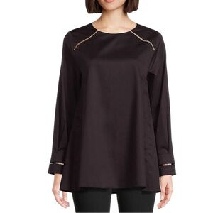 🌻NEW w/tags Anthropologie HARSHMAN Black Isolde Long Sleeve Cotton Top Size L